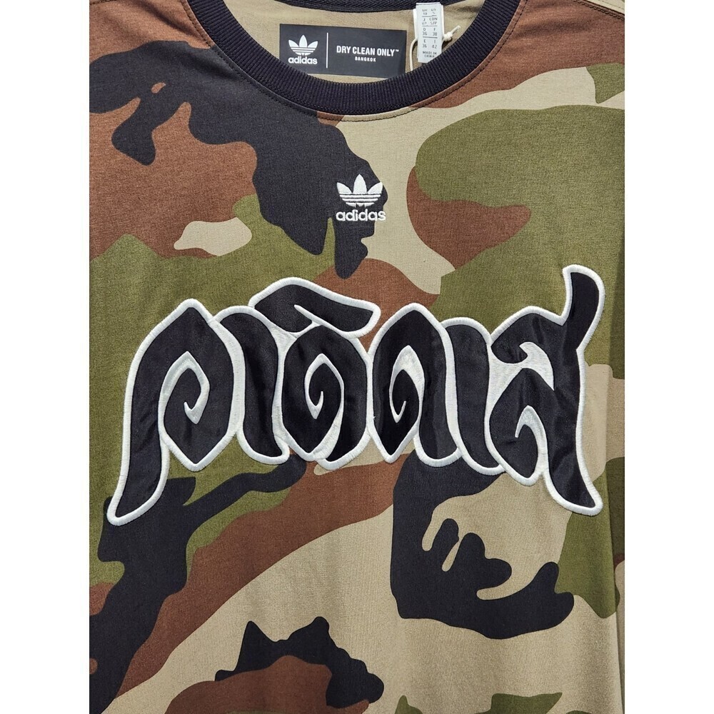 New! adidas Originals x DRY CLEAN ONLY Bangkok Camo Lace Hem Midi Shirt Dress, S - Picture 6 of 11
